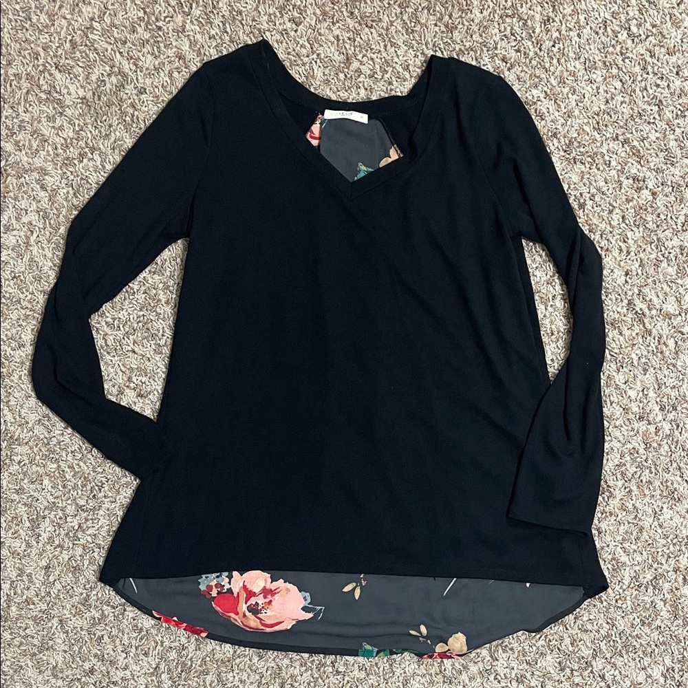 Elegant Black Floral Women's Top